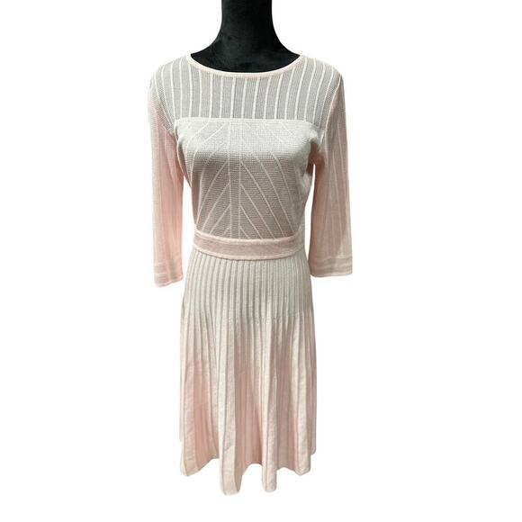 misook Dresses & Skirts - Misook Pleated Knit Midi Fit Flare Pink XS Rich Elegant Brunch Events Feminine